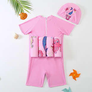 浪蝶伊2023新款 泳衣 儿童浮力泳衣卡通动物美人鱼可爱连体儿童短袖