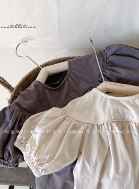 韩国童装夏季2026新款 女童韩版夏装水洗棉连衣裙长裙子 122251