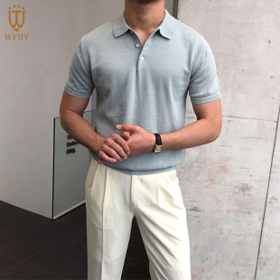 新款 翻领短袖 夏季 纯色简约休闲韩版 男 上衣商务通勤薄款 POLO衫