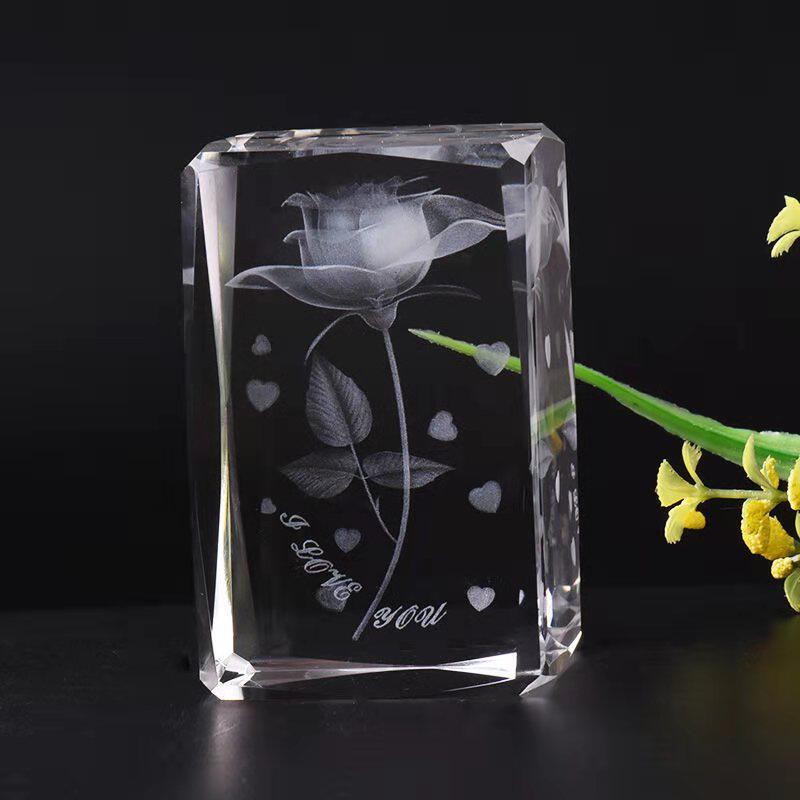 3D水晶玫瑰花浪漫情人节礼物送女友女同学生日创意结婚纪念日摆件