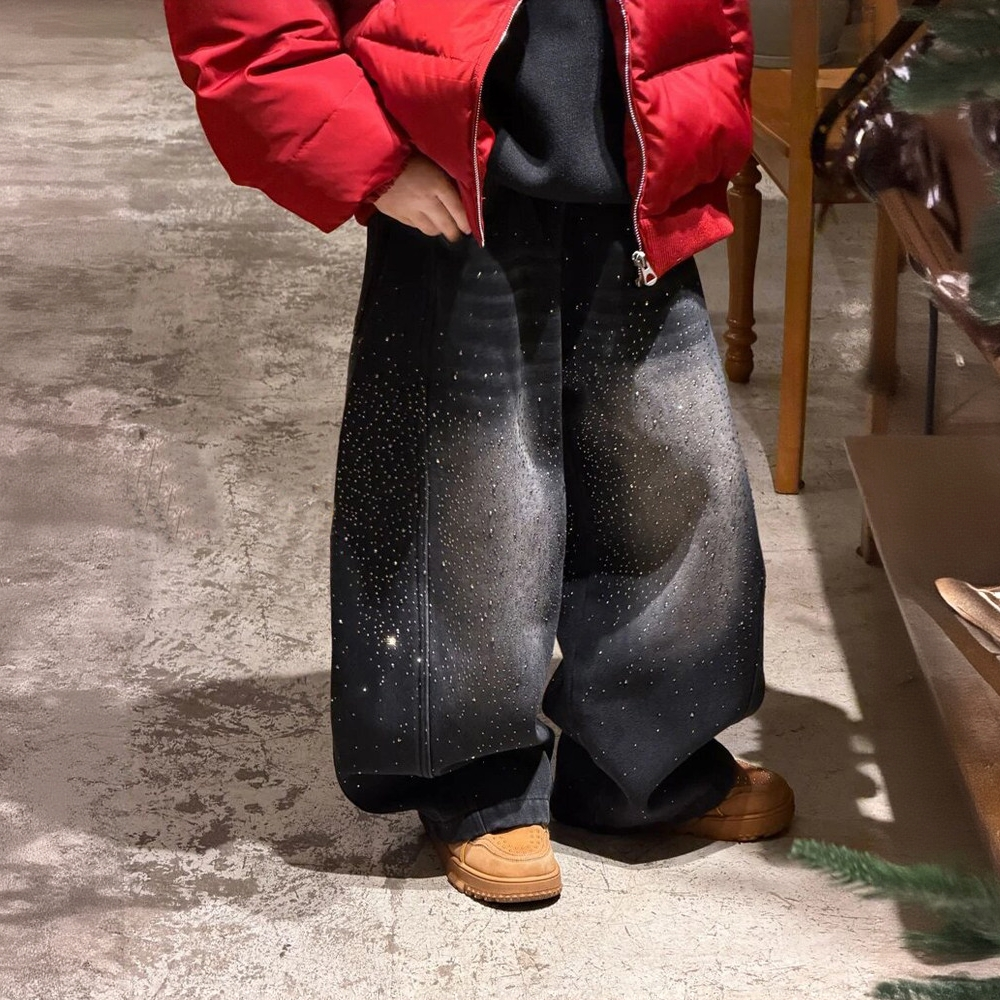 冬季儿童满天星牛仔裤男长裤阔腿裤复古中腰秋季女童宽松休闲裤,童装/婴儿装/亲子装,儿童牛仔裤,淘宝优惠券,粉丝福利购,淘宝优惠卷