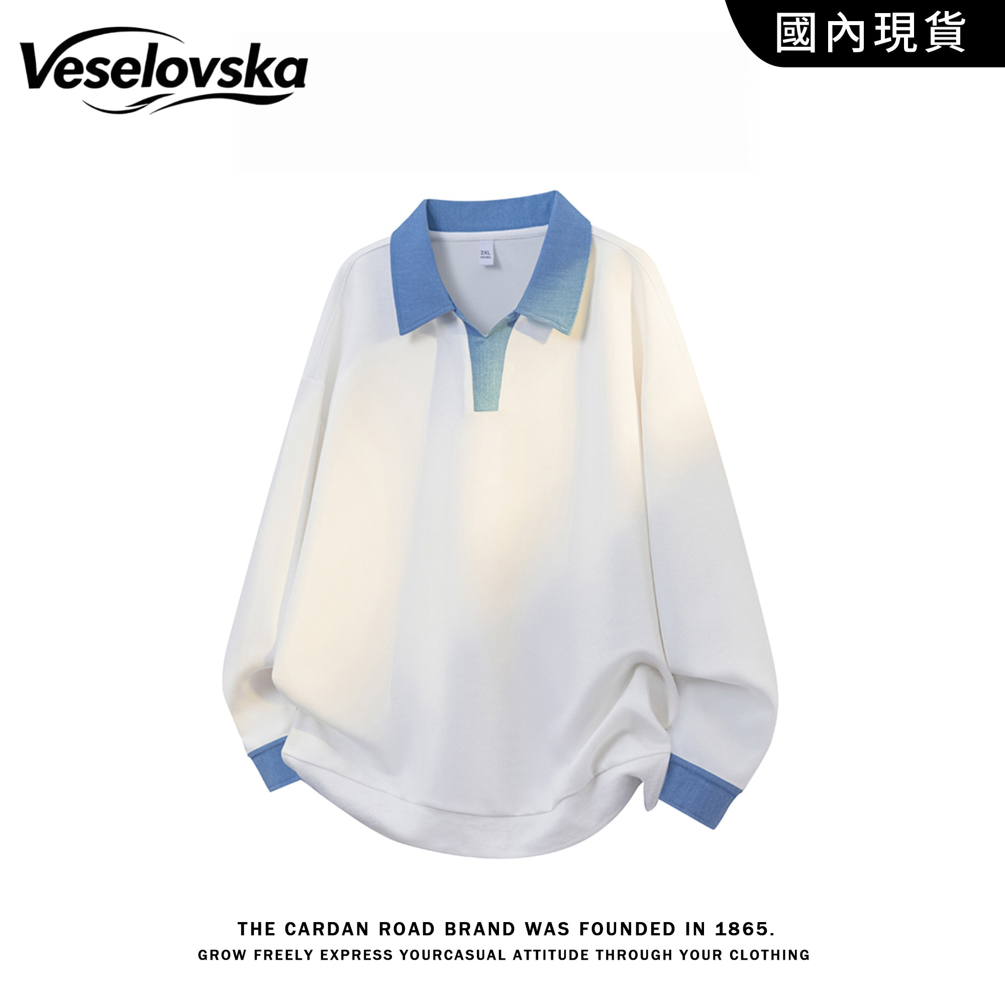 Veselovska撞色翻领卫休闲运动套装