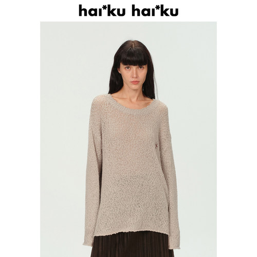Haiku双色镂空绣花毛衣