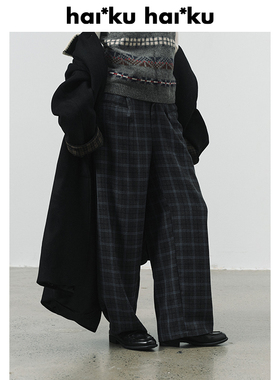 haiku 羊毛精纺复古蓝 重磅格纹长裤 质感满满的格纹冬日毛呢裤