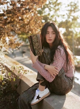 SAM JIMMY新款韩版休闲星星亮片做旧小脏鞋女王紫璇同款复古板鞋