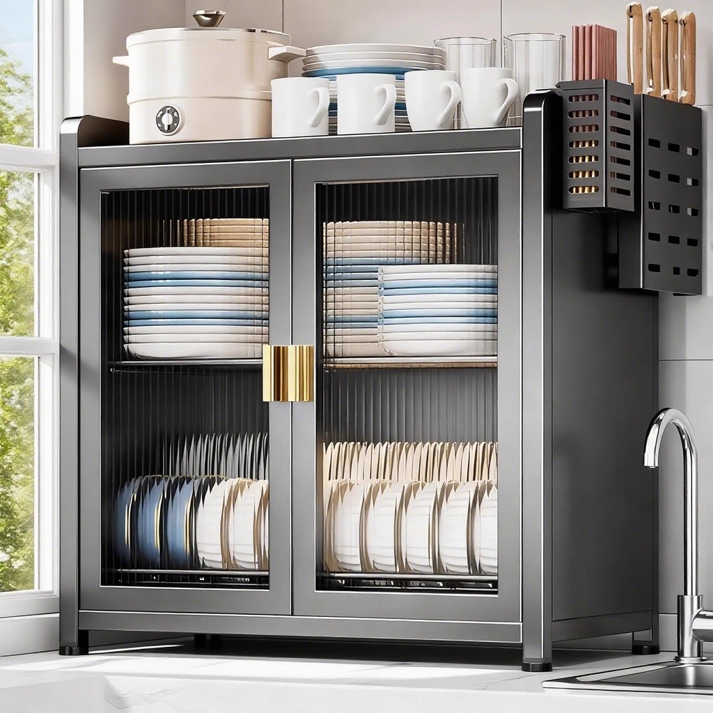 厨房碗碟收纳架台面收纳柜家用放碗盘子碗筷置物架多功能沥水碗柜