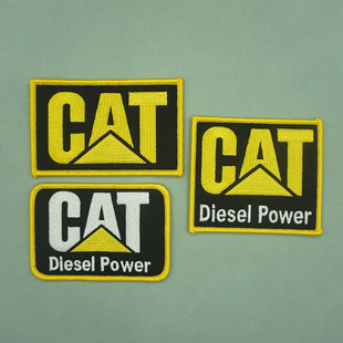 CAT挖掘机魔术贴章潮牌标志 刺绣布贴衣服背包缝制补丁贴