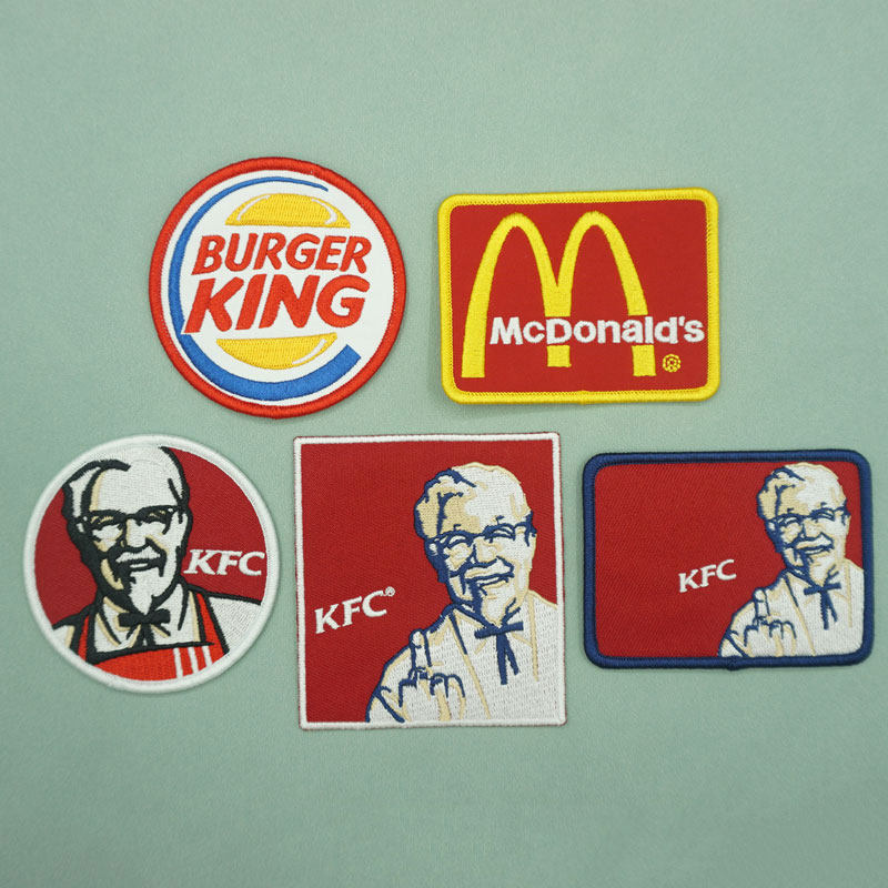 汉堡刺绣布贴魔术贴章标志补丁贴 缝制自粘款 衣服包个性装饰徽章