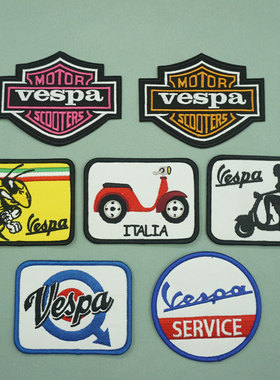 vespa scooters摩托魔术贴章贴标志 刺绣布贴衣服 背包缝制补装饰