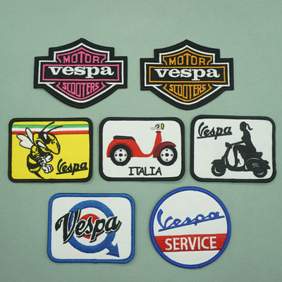 vespa scooters摩托魔术贴章贴标志 刺绣布贴衣服 背包缝制补装饰