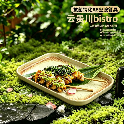 山野风密胺烧烤菜盘意境盘子