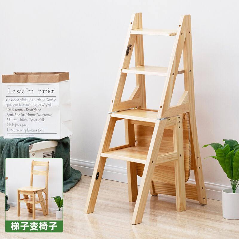 木马人实木折叠家用两用梯凳子梯椅子踏步阶梯登高凳踏脚阳台室内怎么看?