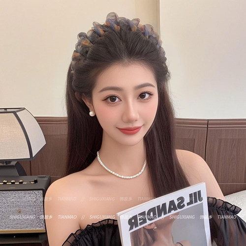 炫彩渐变！超仙褶皱网纱波浪发箍