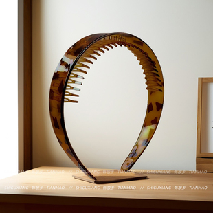 豹纹洗脸带齿宽边发箍女高颅顶压发卡碎发整理防滑敷面膜专用头箍