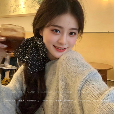 法式复古波点蝴蝶结抓夹小号