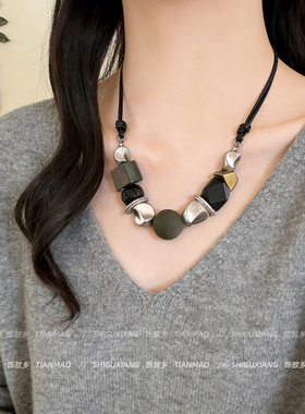 轻奢小众木质项链女2026新款