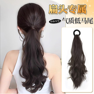 假发辫子女马尾仿真发绑带式发圈慵懒层次卷马尾自然假马尾辫头绳