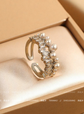 星河璀璨~精致显手白珍珠戒指