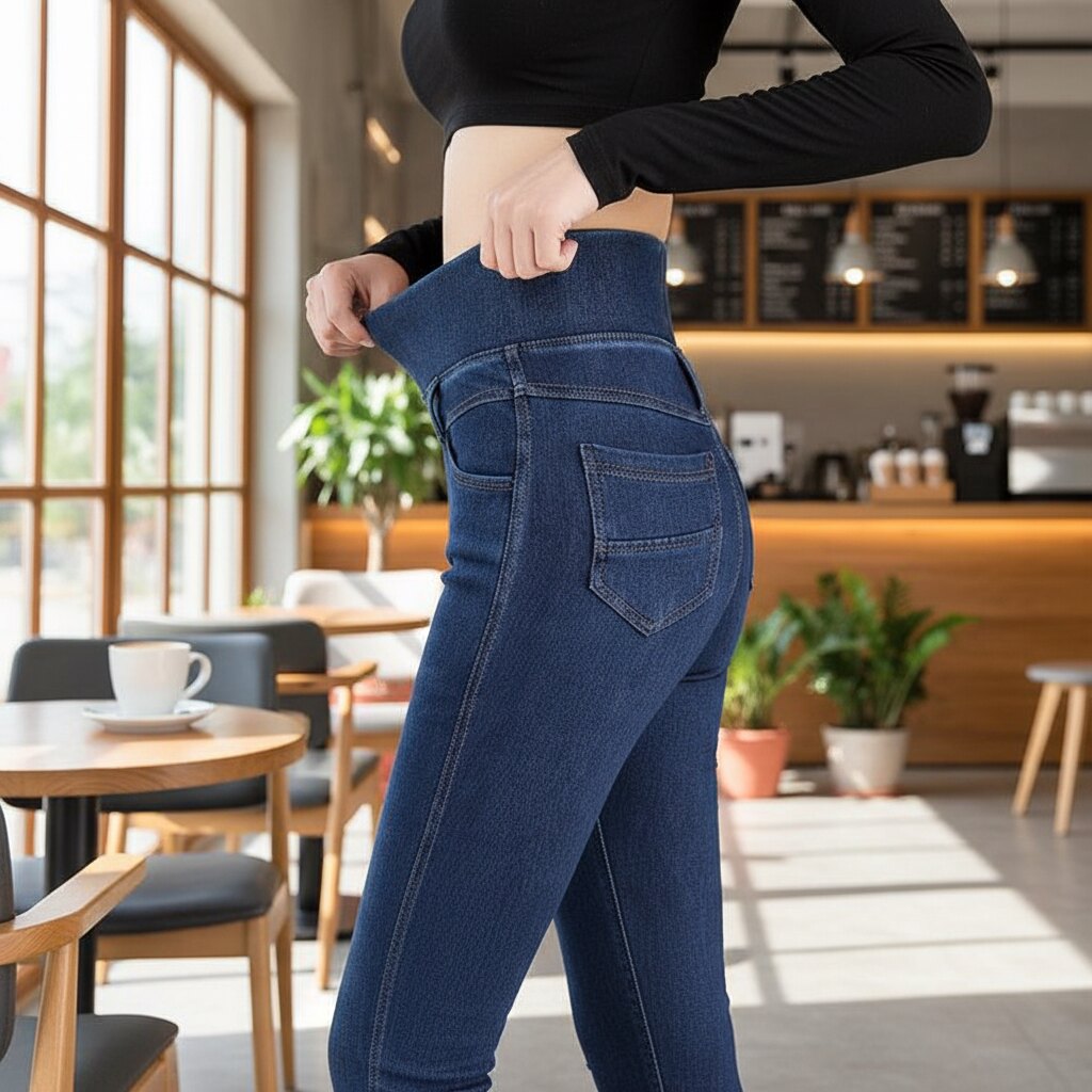 弹力松紧腰高腰小脚牛仔裤女2026春秋新款收腹显瘦紧身大码铅笔裤