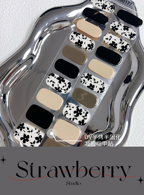 NG照灯变硬20指贴片半固化凝胶UV二代美甲贴纸半烤指甲贴纸秋款