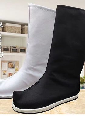 新款古装古代汉服靴子男女武侠靴中式布靴鞋子戏曲靴锦衣卫官兵靴