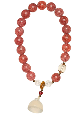 暖言天然草莓晶莲蓬吊坠手串