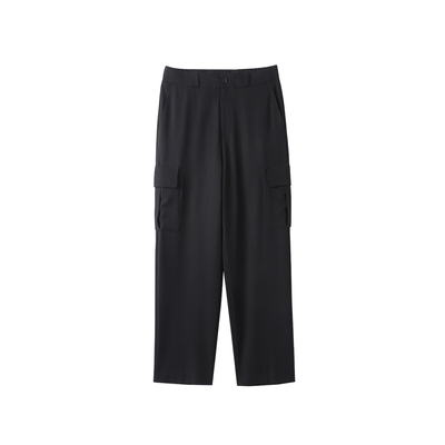 INTERPLAY黑色仿羊毛侧袋西裤