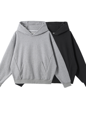 INTERPLAY 550g隐形拉链宽松连帽加绒卫衣