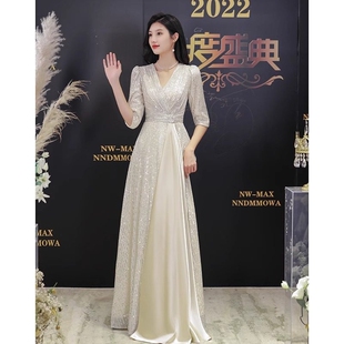 晚礼服裙女2026新款高级感宴会气质轻奢小众高端主持人合唱演出服