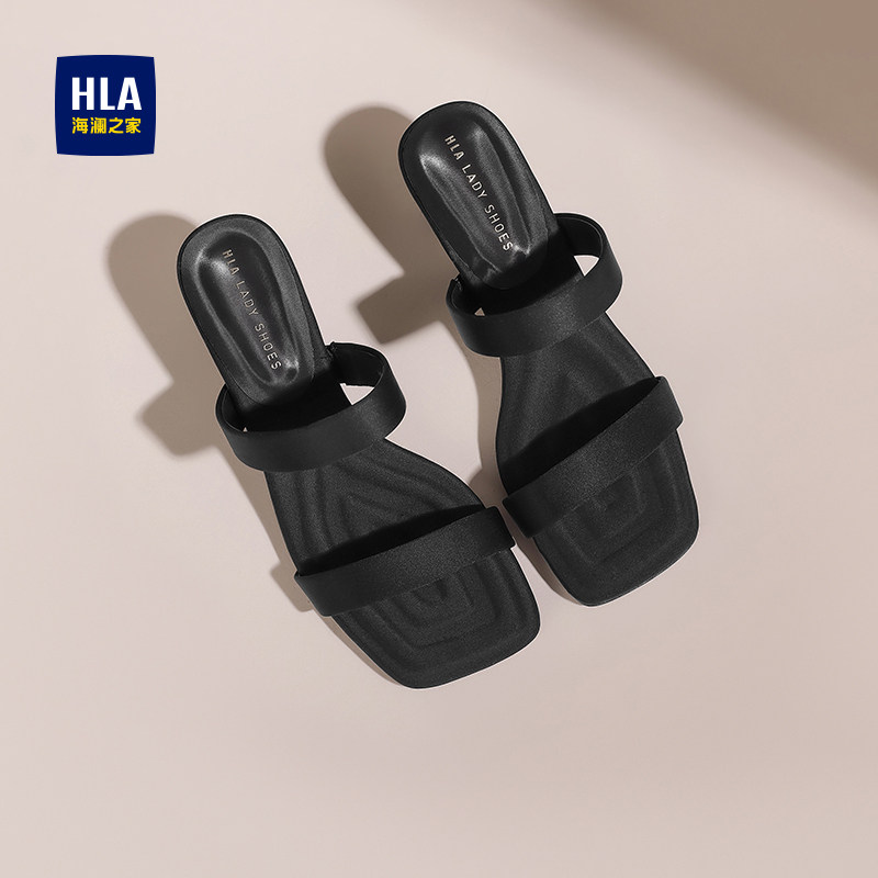 HLA/海澜之家凉鞋女2025冬季新款低跟法式气质配裙子一字带凉拖女,女鞋,一字拖,淘宝优惠券,粉丝福利购,淘宝优惠卷
