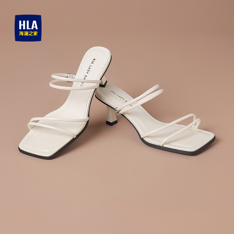 HLA/海澜之家女鞋2025冬季新款低跟凉鞋女仙女风配裙子一字凉拖鞋,女鞋,一字拖,淘宝优惠券,粉丝福利购,淘宝优惠卷