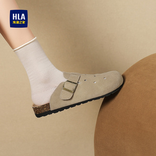 海澜之家女鞋2025新款包头半拖鞋女外穿舒适透气勃肯鞋遛弯拖鞋女