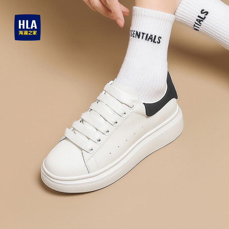 HLA/海澜之家小白鞋女款2025新款时尚厚底百搭松糕内增高休闲板鞋,女鞋,休闲板鞋,淘宝优惠券,粉丝福利购,淘宝优惠卷