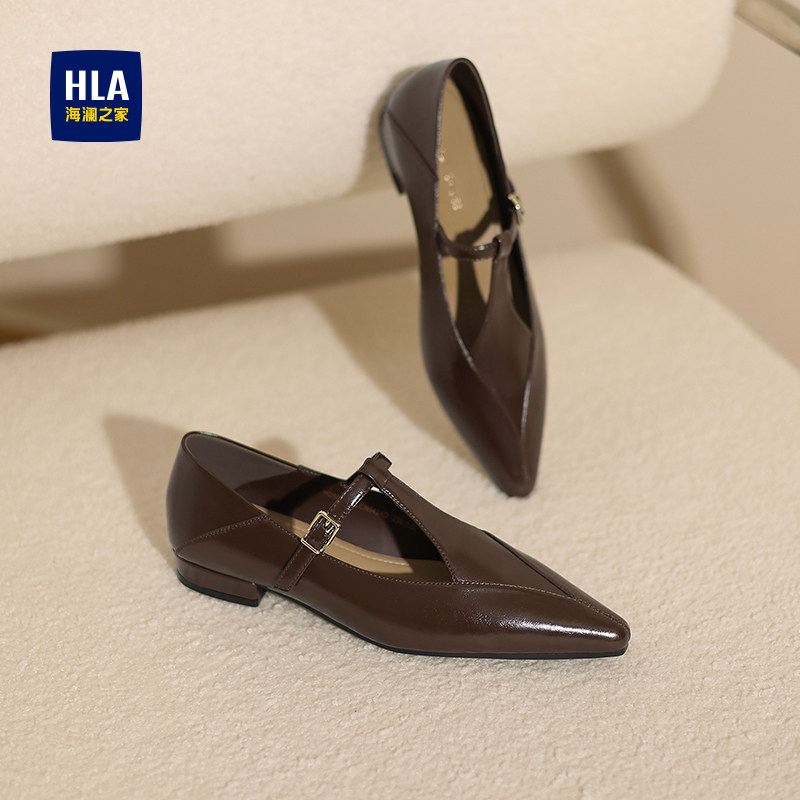 HLA/海澜之家女鞋2025冬季新款玛丽珍鞋女时尚复古平底配裙子女鞋
