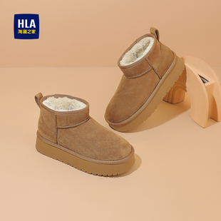 HLA/海澜之家女鞋2026新款雪地靴女加绒加厚保暖时尚短靴东北棉鞋