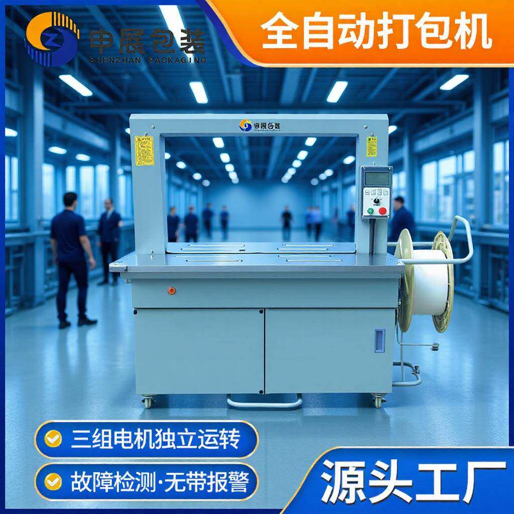 A5全自动打包机自动封箱机一体快递包裹纸箱热熔封箱带捆扎机高效