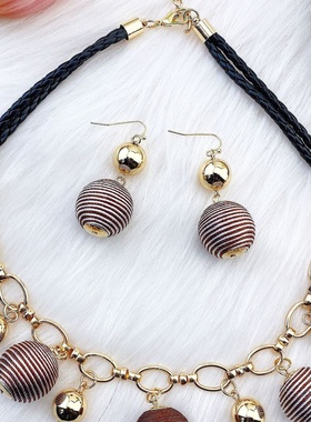 欧美时尚几何绕线螺纹球吊坠项链necklace