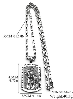 新款嘻哈吊坠饰品欧美圣克里斯托弗图章吊牌项链