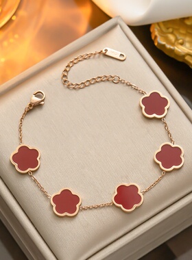 新款不锈钢植物贝母五叶花瓣耳环手链项链珠宝套装女士批