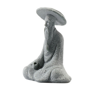 仿真钓鱼翁小摆件园艺微景观姜太公假山盆景渔翁鱼缸装饰造景