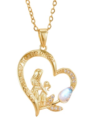 母亲节心形郁金香母爱项链简约百搭高级钛钢不掉色锁骨链