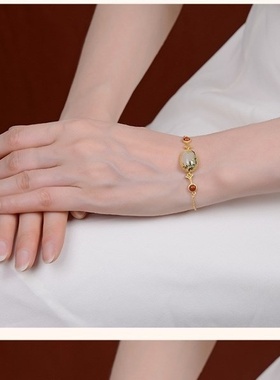 天然和田戒指气质民族风花藤蛋面百搭手链女士指环镀金开口可调节