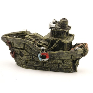 鱼缸迷你摆件装饰船水族箱造景小款海盗船树脂模型彩帆小号仿真船