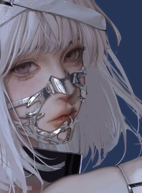 赛博朋克金属面具鼻饰脸饰小众异形科技风耳饰可调节面饰女装饰品