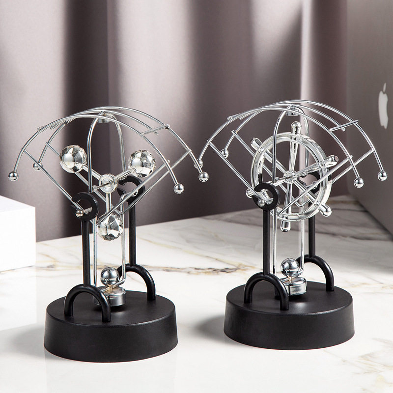 创意电磁反重力扇形降落伞混沌摇摆永动仪科教模型桌面摆件平衡球