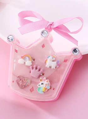 新款卡通儿童戒指盒套装皇冠盒调节戒圈树脂戒指五个礼盒