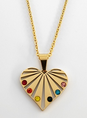 不锈钢爱心生辰石吊坠激光切割镂空心形可刻字情侣饰品配饰