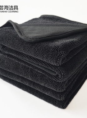 黑色小辫子收水毛巾韩国汽车清洁吸水擦车巾加捻蝌蚪抹布洗车毛巾