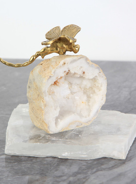 轻奢样板房间黄铜水晶软饰品摆件电视柜玄关创意架书房桌上摆设