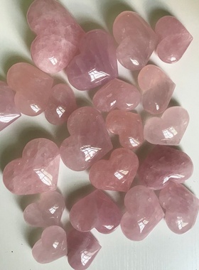 天然粉水晶桃心爱心桃花爱心摆件家居风水工艺品摆件原石打磨